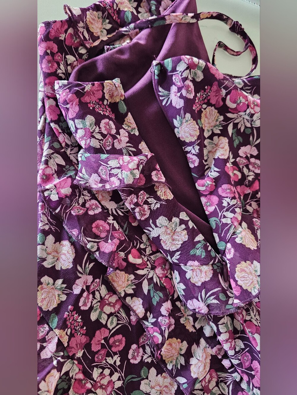 B Darlin Women's Black Pink Floral Mini Ruffle Layered Dress Size 7 & 13 NWT - Picture 7 of 11